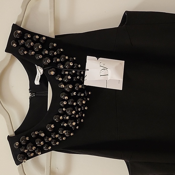 NWT Diane Von Furstenburg Black Ceecee Enamel Beading Sz 10 - Picture 6 of 16
